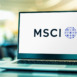 Laptop computer displaying logo of MSCI Inc,
