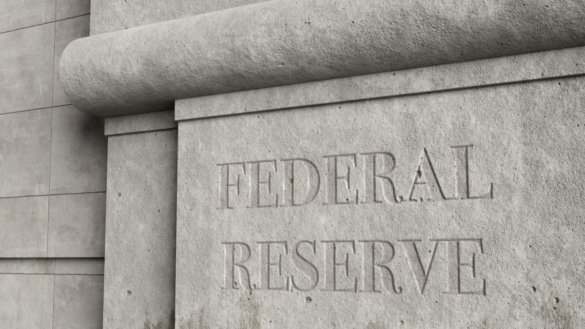 Retro style concrete wall engraved with the word FEDERAL RESERVE. Illustration of the concept of the issues and affairs related to federal reserve.