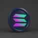 3d rendering of a round coin with the logo of the cryptocurrency Solana (SOL) on a black background - Business concept.