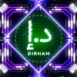 United arab emirates money symbol. Dirham currency sign on futuristic background