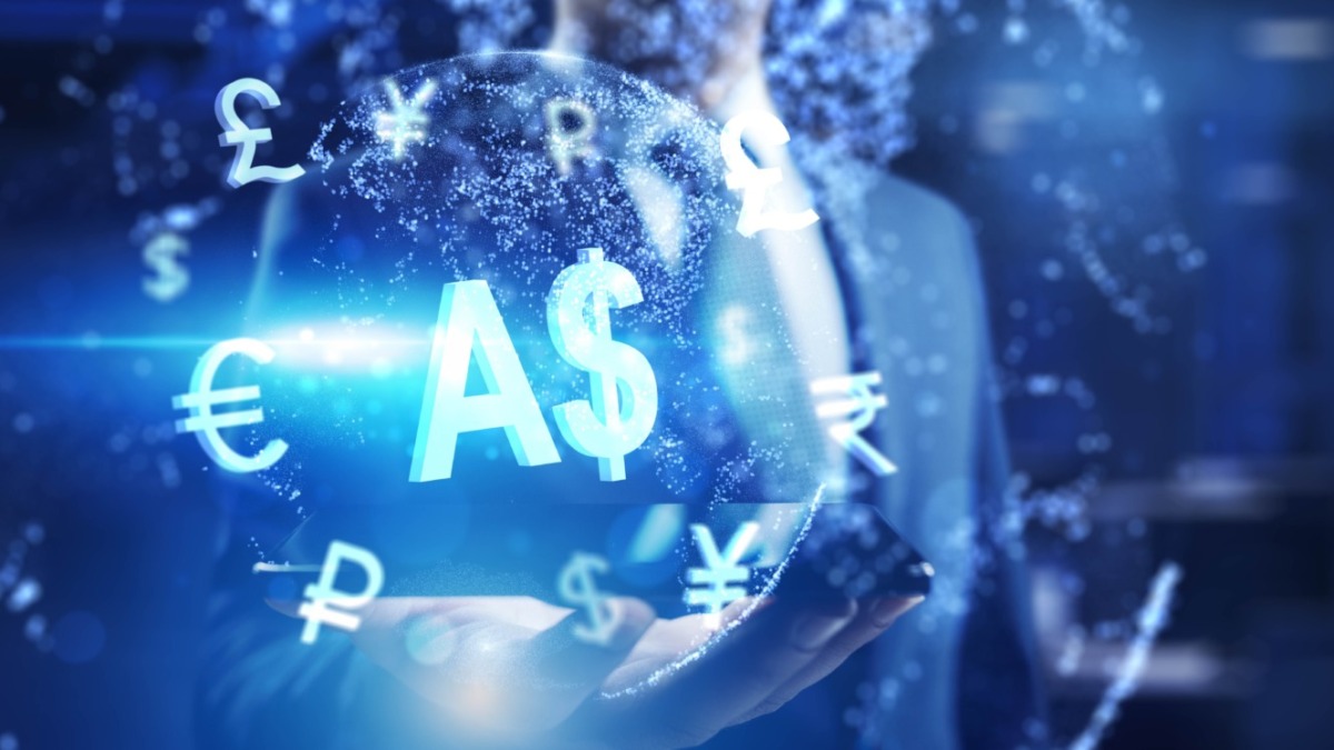 Australian dollar Global Currency Symbols in Digital Finance.