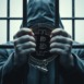 Bitcoin and cryptocurrency fraud concept depicted with handcuffs clamped around stacks of US dollar banknotes and various crypto coins, digital, economy, enforcement
