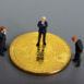 Bitcoin and Miniature People. Bitcoin Investment Concept.