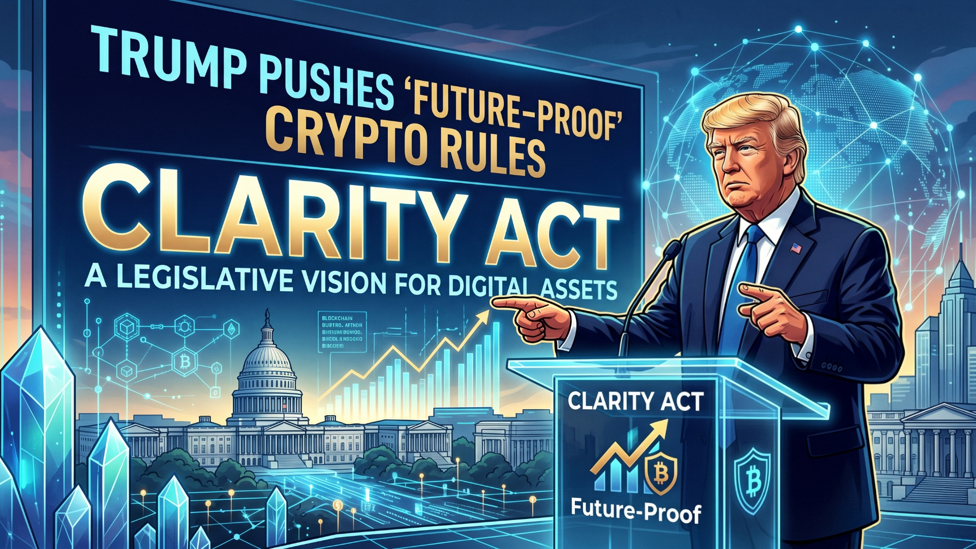 Trump Pushes ‘Future-Proof' Crypto Rules as CLARITY Act Faces Senate Battle