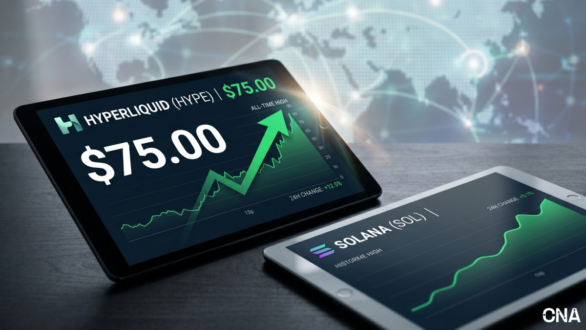 Hyperliquid Surpasses Solana in Token Price as HYPE Hits Record $75