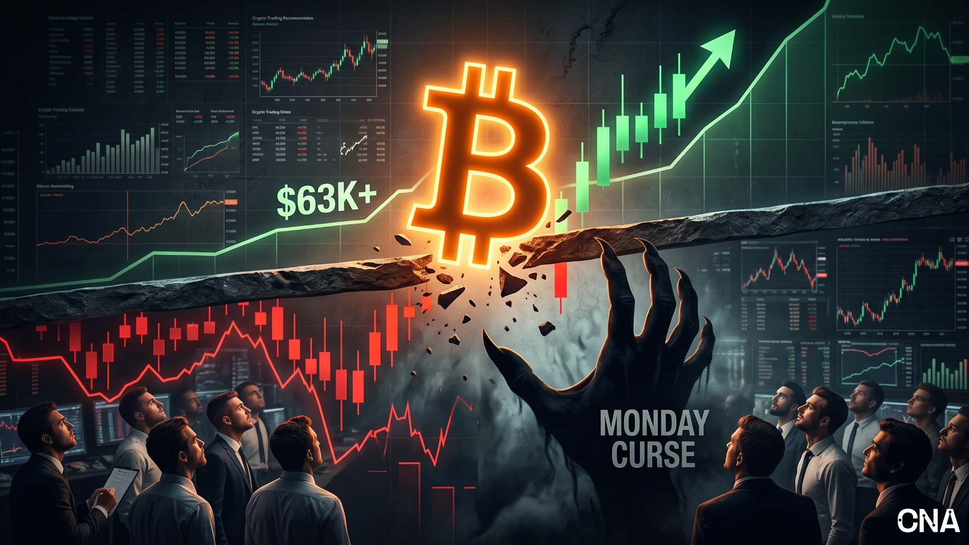Bitcoin Squeezes Past $63K, But Traders Brace for "Monday Curse" to Strike Again
